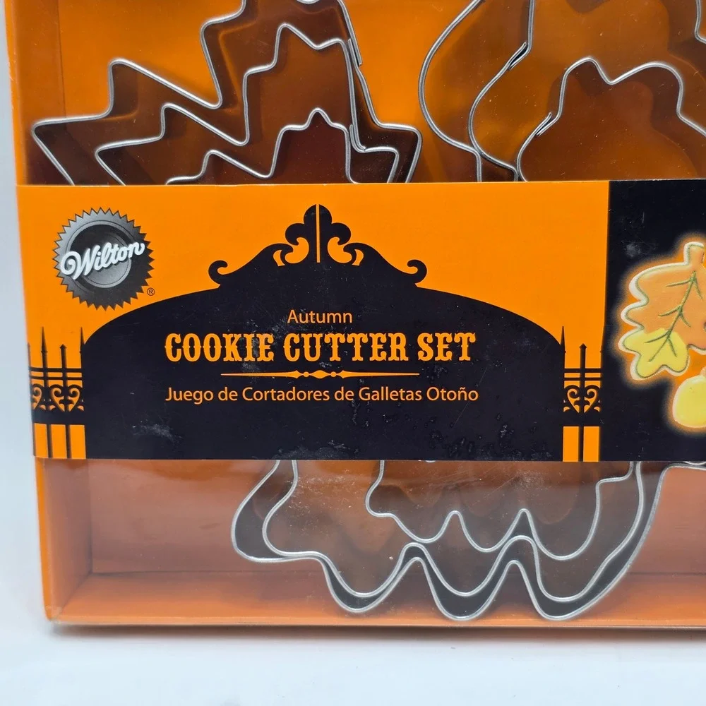 Autumn Cookie Cutter Set 9pc Silver Metal Leaf Acorn‎ Fall Thanksgiving NEW